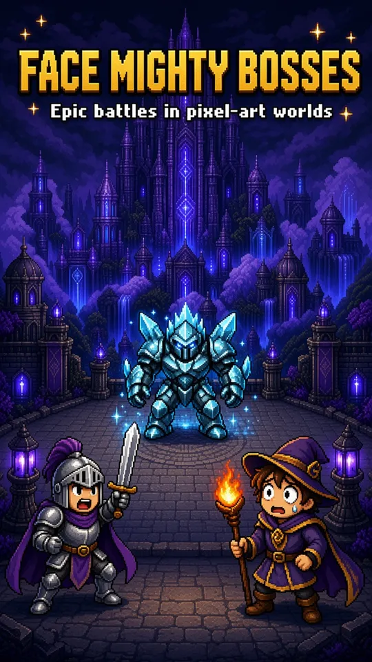Heroes facing an ice golem boss